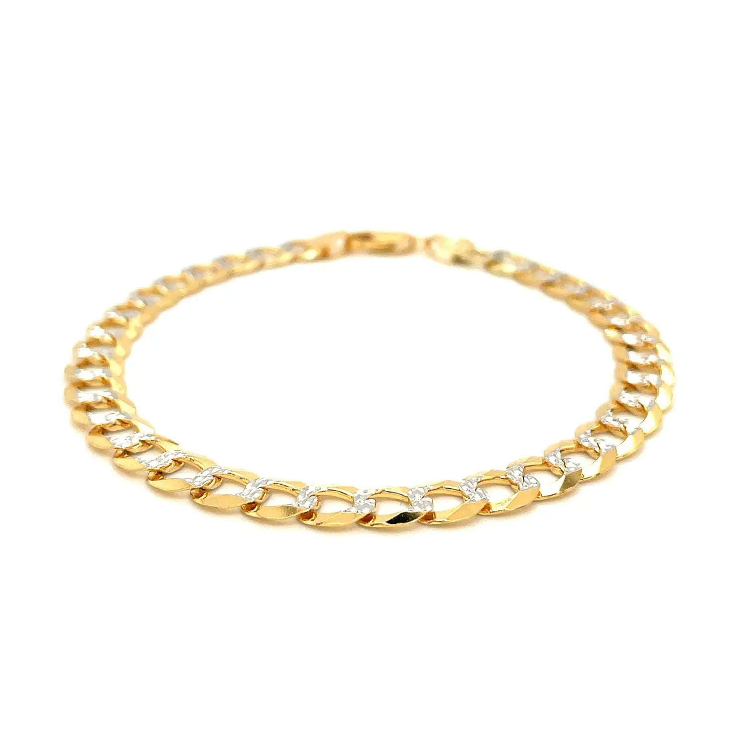 14k Two Tone Gold Pave Curb Bracelet (7.00 mm) RCJ Bracelets  CELESTIA LUXE JEWELLERS