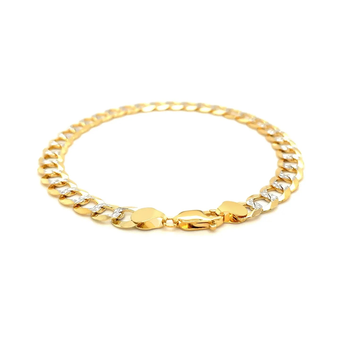 14k Two Tone Gold Pave Curb Bracelet (7.00 mm) RCJ Bracelets  CELESTIA LUXE JEWELLERS
