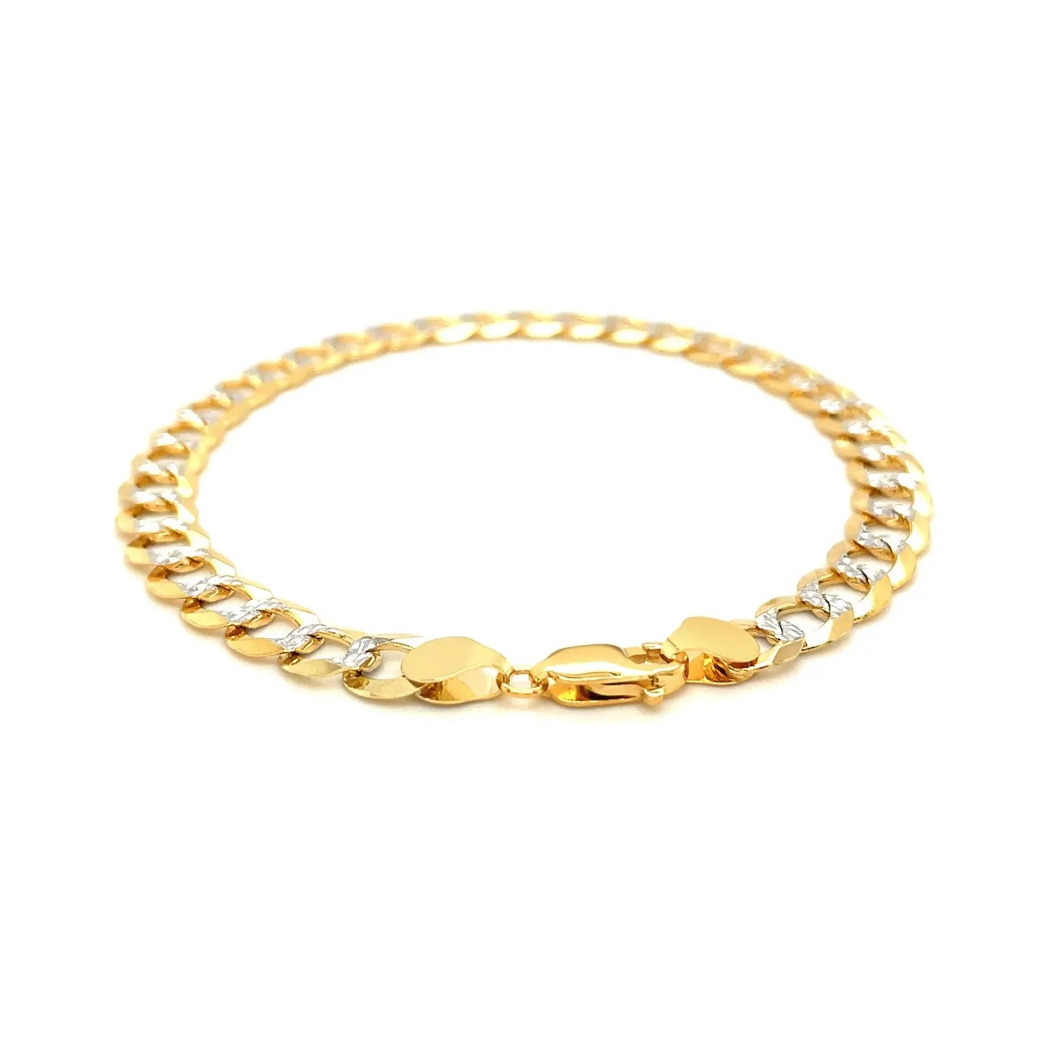 14k Two Tone Gold Pave Curb Bracelet (7.00 mm) RCJ Bracelets  CELESTIA LUXE JEWELLERS