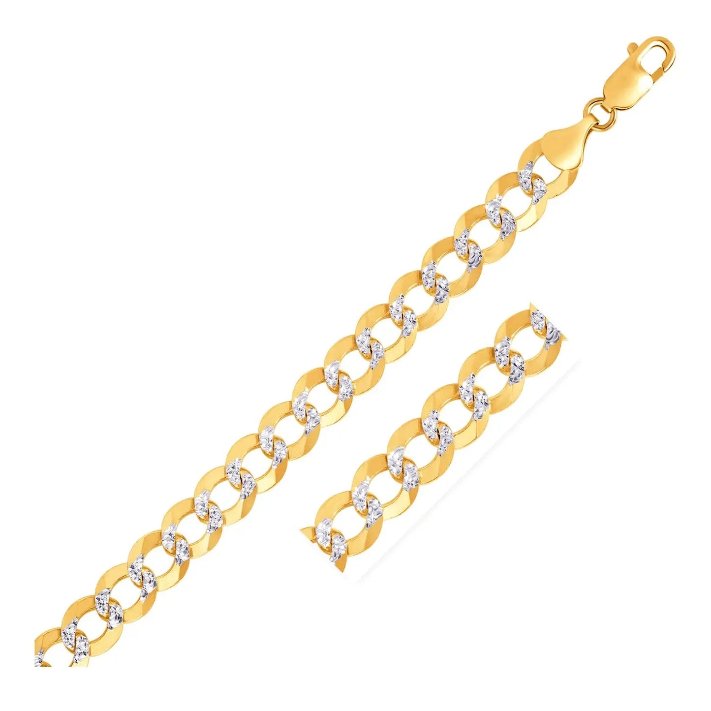 14k Two Tone Gold Pave Curb Bracelet (9.70 mm) RCJ Bracelets  CELESTIA LUXE JEWELLERS