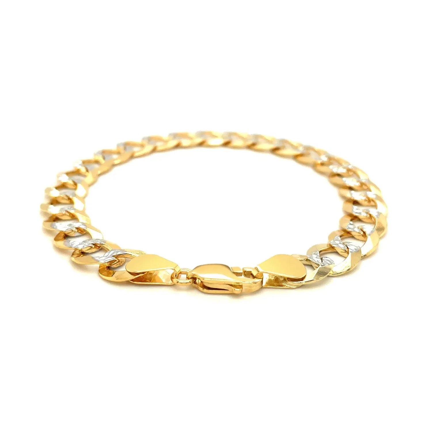 14k Two Tone Gold Pave Curb Bracelet (9.70 mm) RCJ Bracelets  CELESTIA LUXE JEWELLERS
