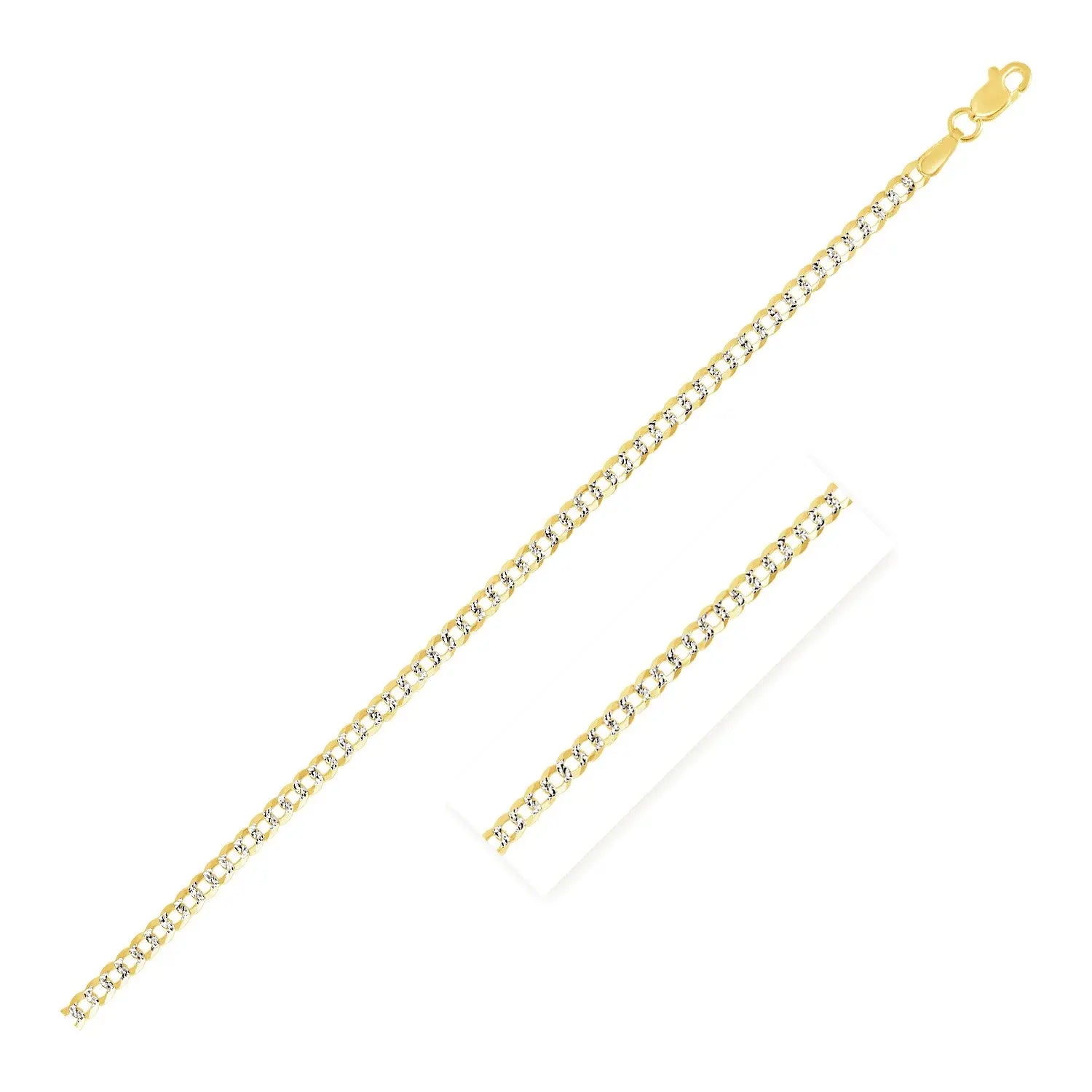 14k Two Tone Gold Pave Curb Chain (2.60 mm) RCJ Chains  CELESTIA LUXE JEWELLERS