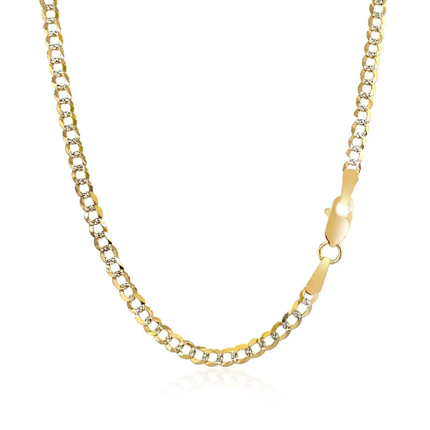 14k Two Tone Gold Pave Curb Chain (2.60 mm) RCJ Chains  CELESTIA LUXE JEWELLERS