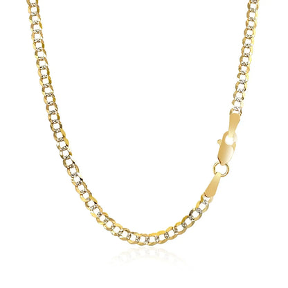 14k Two Tone Gold Pave Curb Chain (2.60 mm) RCJ Chains  CELESTIA LUXE JEWELLERS
