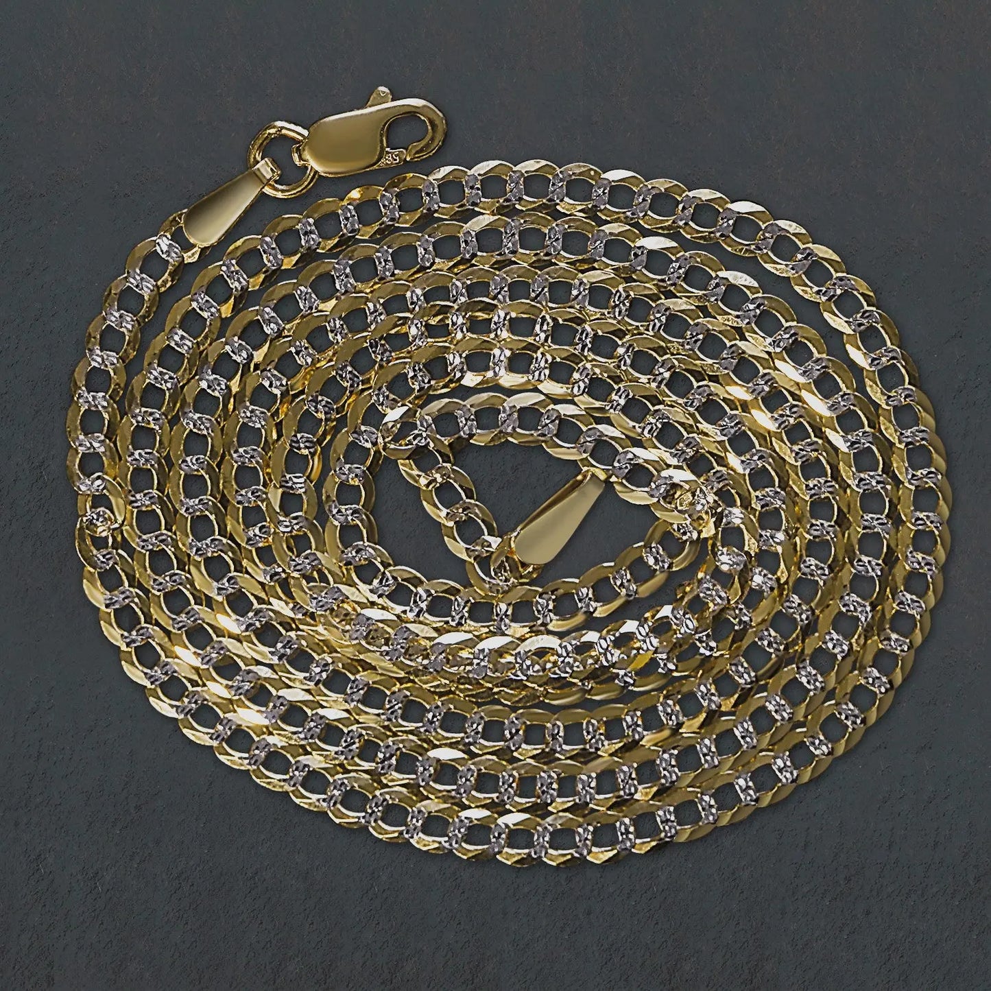 14k Two Tone Gold Pave Curb Chain (2.60 mm) RCJ Chains  CELESTIA LUXE JEWELLERS