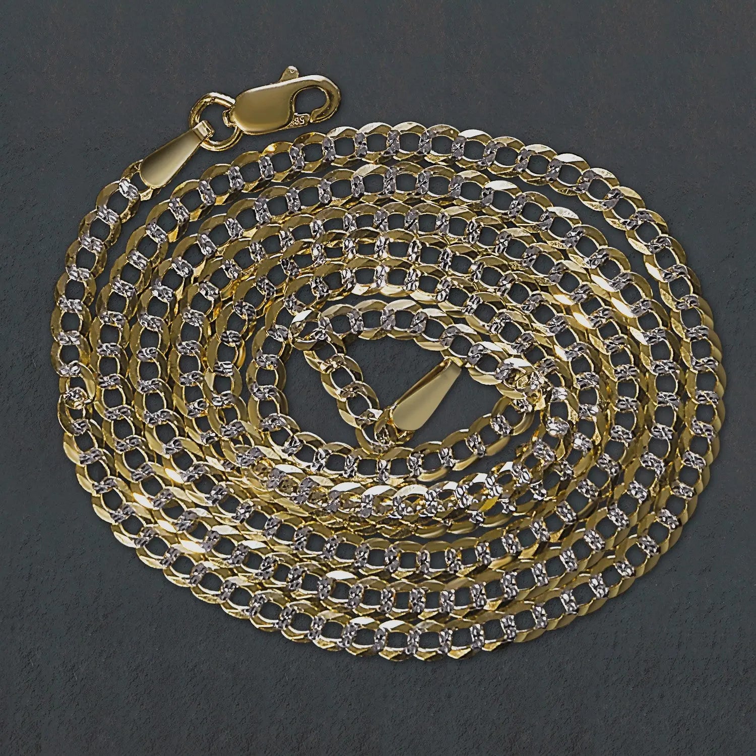 14k Two Tone Gold Pave Curb Chain (2.60 mm) RCJ Chains  CELESTIA LUXE JEWELLERS
