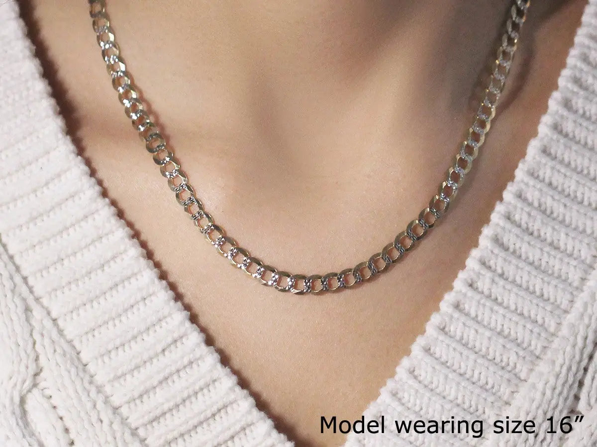 14k Two Tone Gold Pave Curb Chain (5.70 mm) RCJ Chains  CELESTIA LUXE JEWELLERS