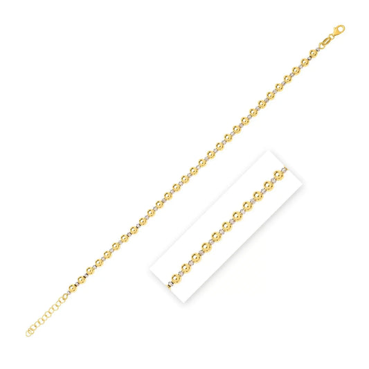 14k Two Tone Gold Polished Diamond Cut Bead Bracelet (4.00 mm) RCJ Bracelets  CELESTIA LUXE JEWELLERS