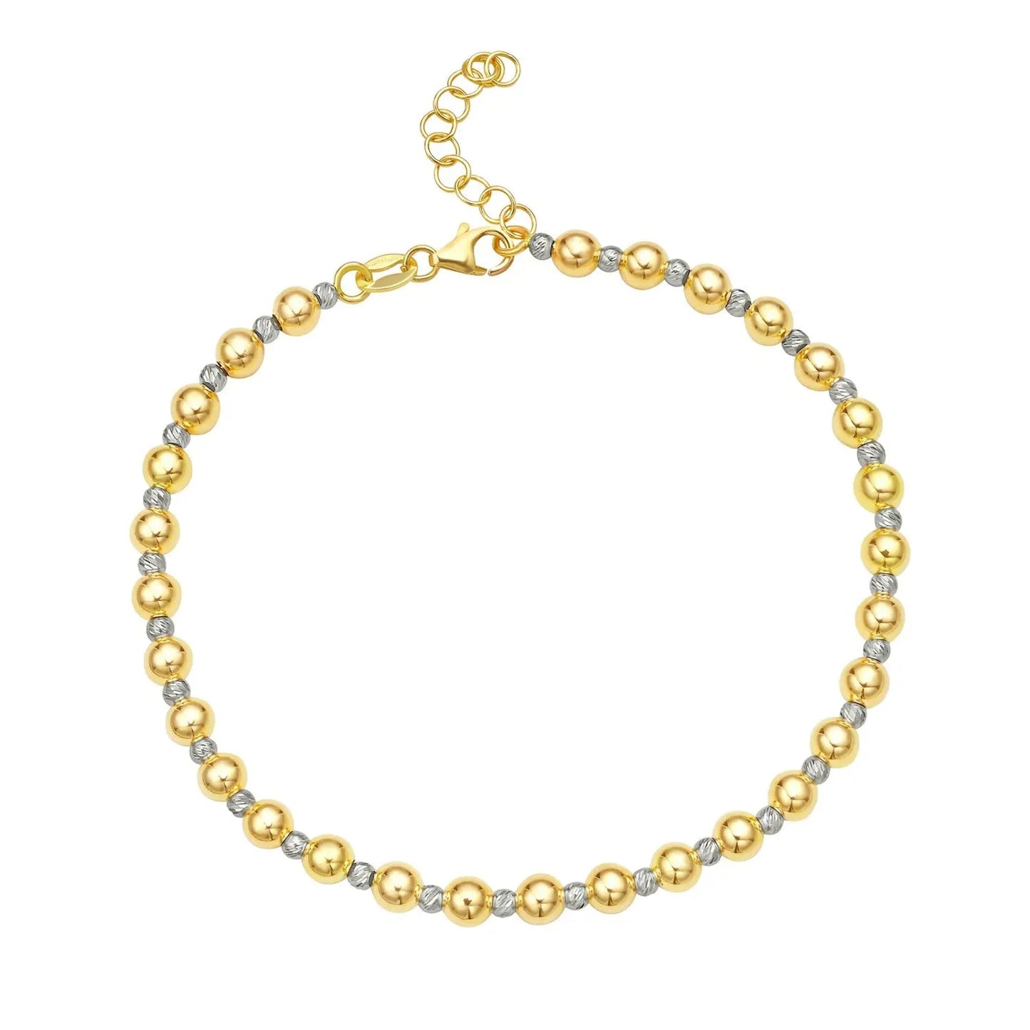 14k Two Tone Gold Polished Diamond Cut Bead Bracelet (4.00 mm) RCJ Bracelets  CELESTIA LUXE JEWELLERS