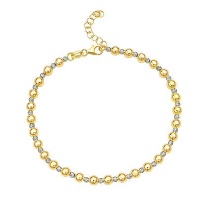 14k Two Tone Gold Polished Diamond Cut Bead Bracelet (4.00 mm) RCJ Bracelets  CELESTIA LUXE JEWELLERS