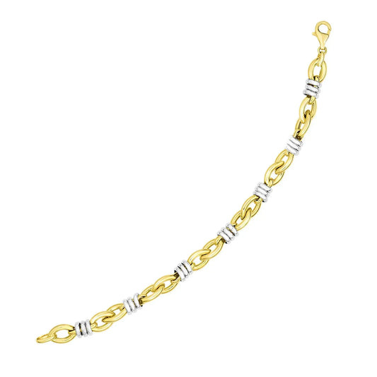 14k Two-Tone Gold Ring-Wrapped Marquis Shape Link Bracelet (8.85 mm) RCJ Bracelets  CELESTIA LUXE JEWELLERS