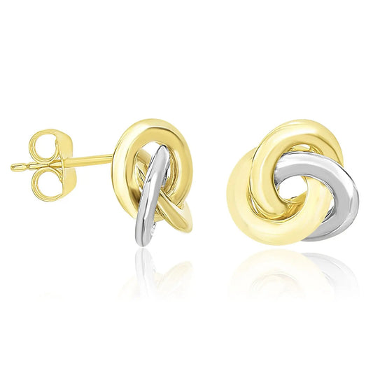 14k Two-Tone Gold Shiny Intertwined Open Circle Earrings RCJ Earrings  CELESTIA LUXE JEWELLERS