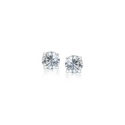 14k White Gold 3mm Faceted White Cubic Zirconia Stud Earrings RCJ Earrings  CELESTIA LUXE JEWELLERS
