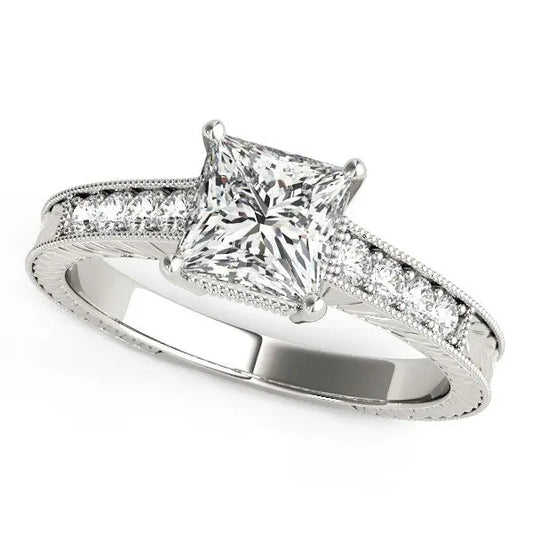 14k White Gold Antique Style Diamond Engagement Ring (1 1/8 cttw) RCJ Rings  CELESTIA LUXE JEWELLERS