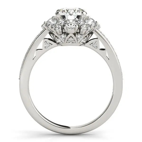 14k White Gold Antique Style Halo Round Diamond Engagement Ring (2 cttw) RCJ Rings  CELESTIA LUXE JEWELLERS