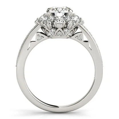 14k White Gold Antique Style Halo Round Diamond Engagement Ring (2 cttw) RCJ Rings  CELESTIA LUXE JEWELLERS