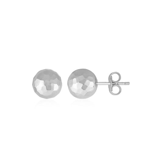 14k White Gold Ball Earrings with Faceted Texture(5mm) RCJ Earrings  CELESTIA LUXE JEWELLERS