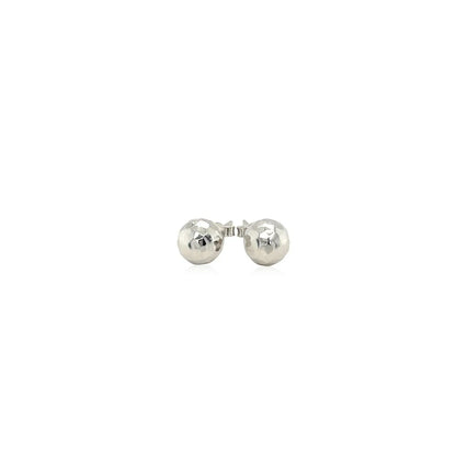14k White Gold Ball Earrings with Faceted Texture(7mm) RCJ Earrings  CELESTIA LUXE JEWELLERS
