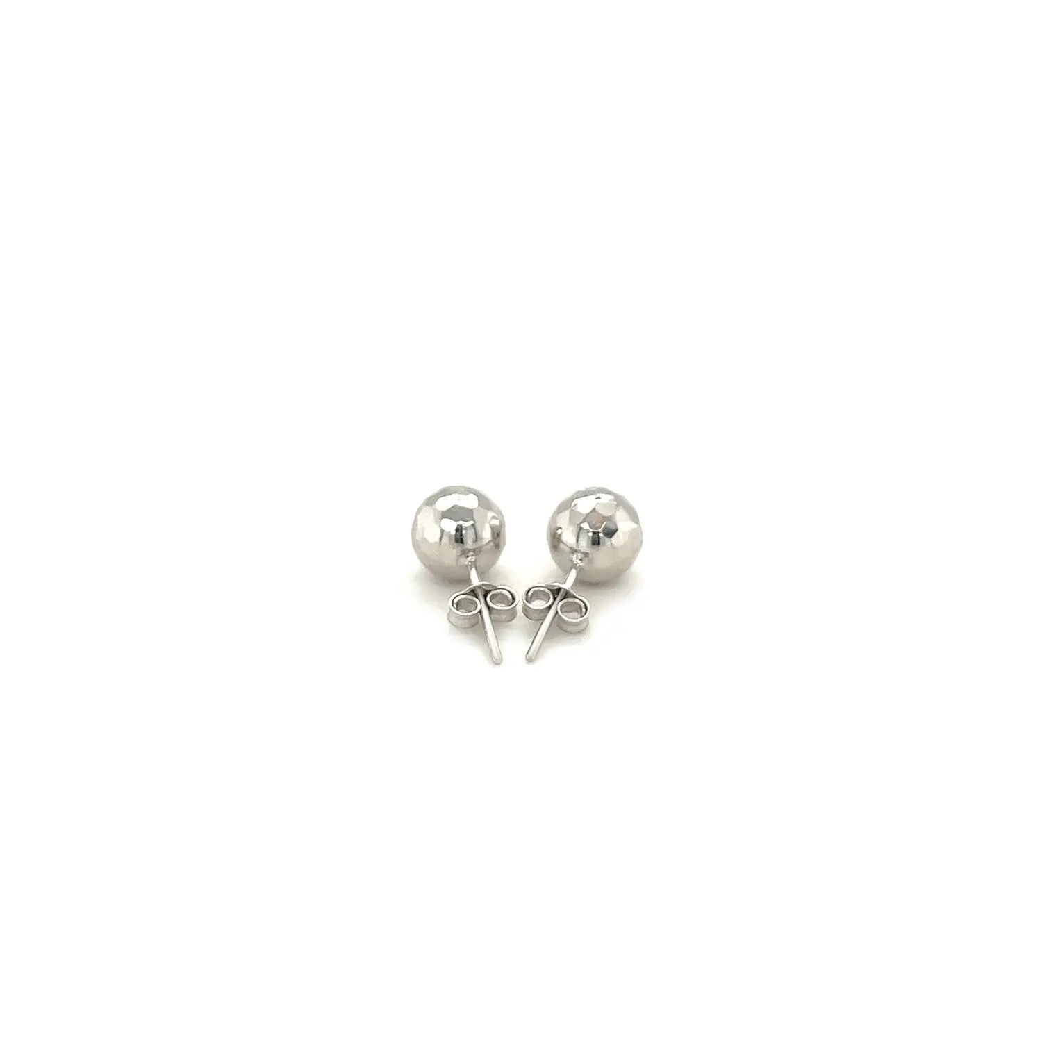 14k White Gold Ball Earrings with Faceted Texture(7mm) RCJ Earrings  CELESTIA LUXE JEWELLERS