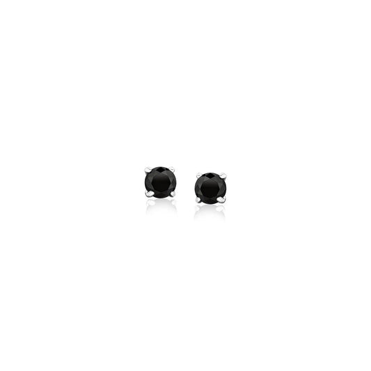 14k White Gold Black 3mm Faceted Cubic Zirconia Stud Earrings RCJ Earrings  CELESTIA LUXE JEWELLERS
