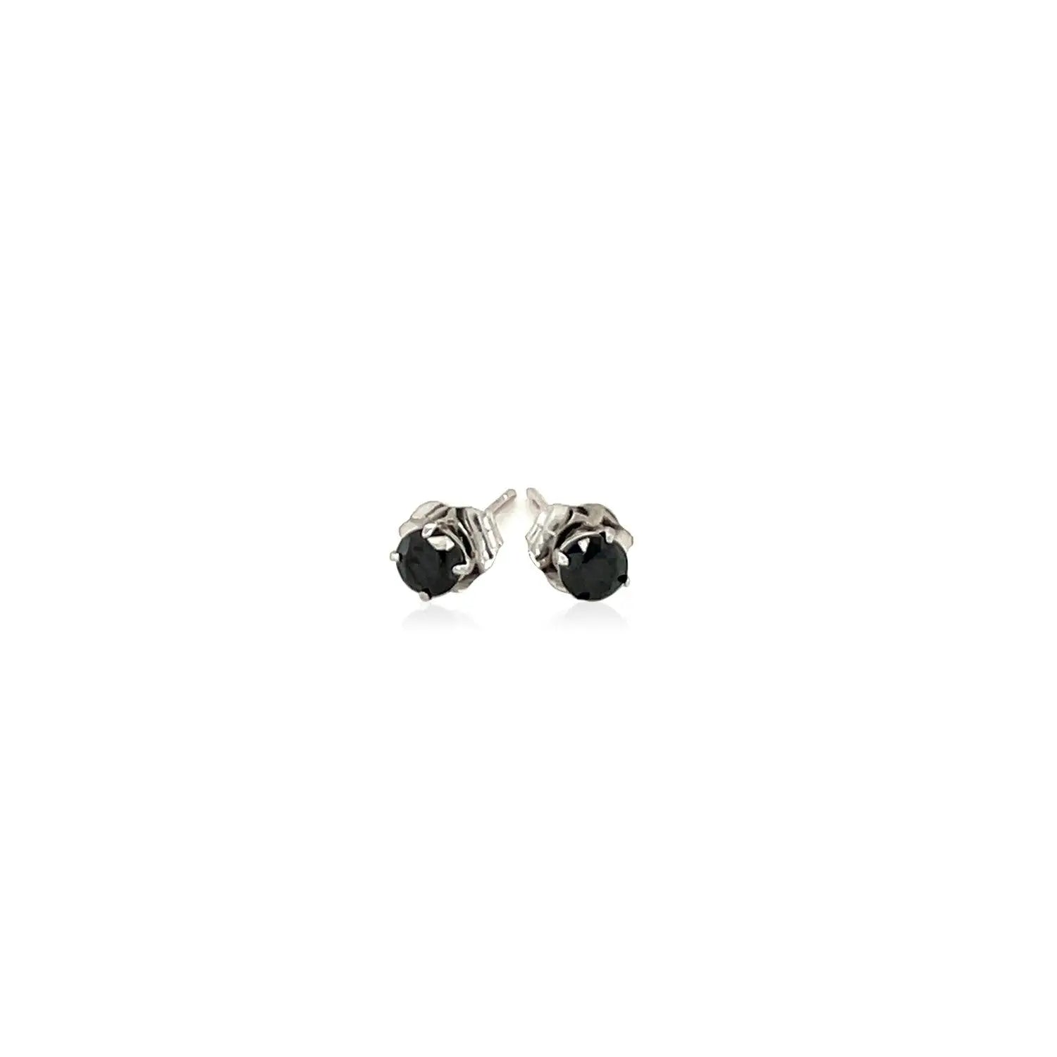 14k White Gold Black 3mm Faceted Cubic Zirconia Stud Earrings RCJ Earrings  CELESTIA LUXE JEWELLERS