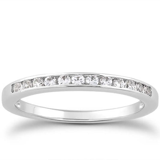 14k White Gold Channel Set Diamond Wedding Ring Band Set 1/3 Around RCJ Rings  CELESTIA LUXE JEWELLERS