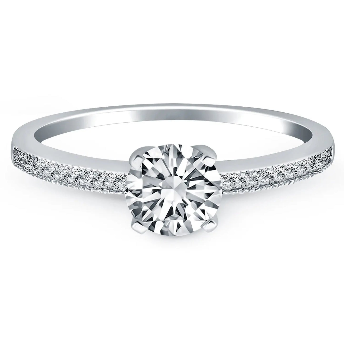 14k White Gold Classic Diamond Pave Solitaire Engagement Ring RCJ Rings  CELESTIA LUXE JEWELLERS