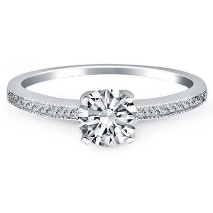 14k White Gold Classic Diamond Pave Solitaire Engagement Ring RCJ Rings  CELESTIA LUXE JEWELLERS