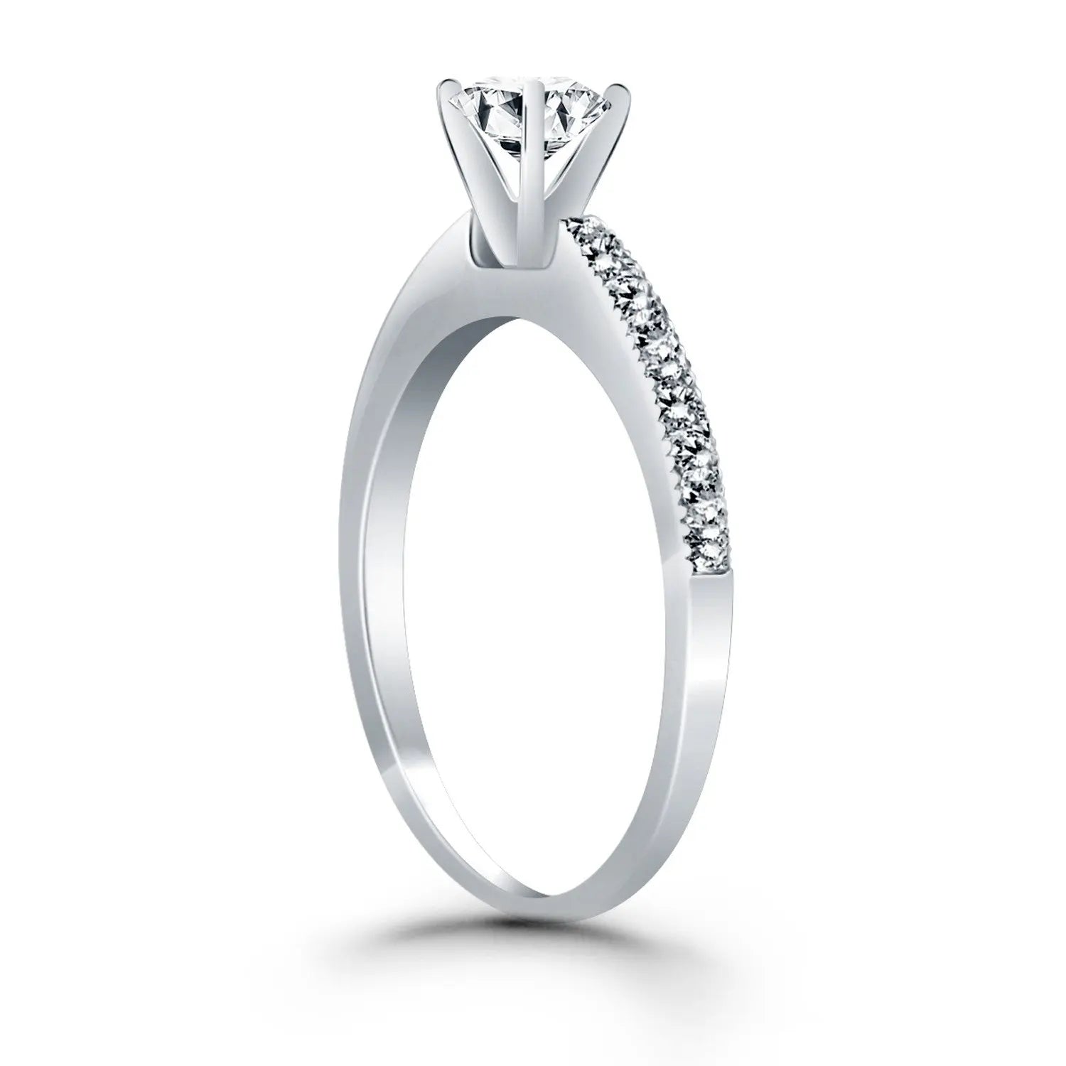 14k White Gold Classic Diamond Pave Solitaire Engagement Ring RCJ Rings  CELESTIA LUXE JEWELLERS