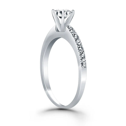 14k White Gold Classic Diamond Pave Solitaire Engagement Ring RCJ Rings  CELESTIA LUXE JEWELLERS