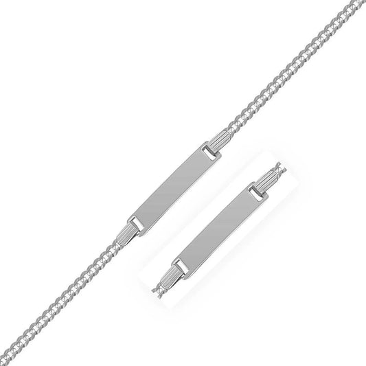 14k White Gold Curb Link Chain Polished Childrens ID Bracelet (3.00 mm) RCJ Bracelets  CELESTIA LUXE JEWELLERS