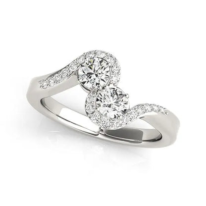 14k White Gold Curved Band Style Two Diamond Ring (5/8 cttw) RCJ Rings  CELESTIA LUXE JEWELLERS