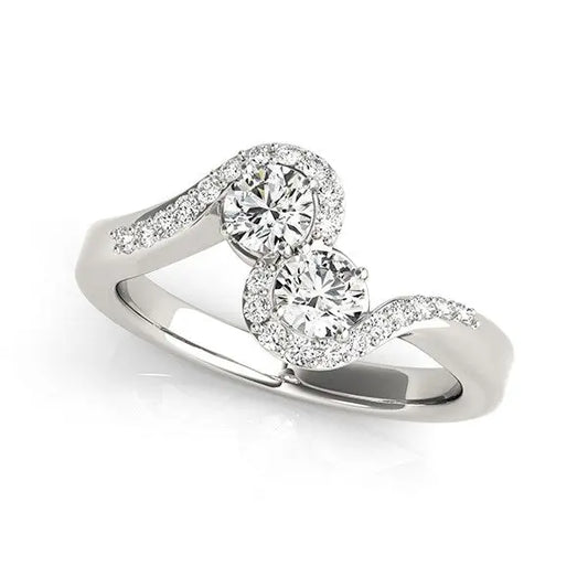 14k White Gold Curved Band Style Two Diamond Ring (5/8 cttw) RCJ Rings  CELESTIA LUXE JEWELLERS