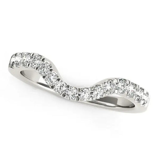 14k White Gold Curved Style Wedding Ring with Diamonds (1/3 cttw) RCJ Rings  CELESTIA LUXE JEWELLERS