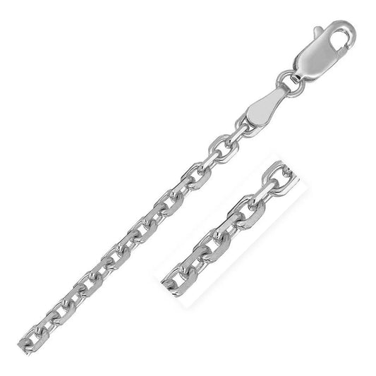 14k White Gold Diamond Cut Cable Link Chain (2.60 mm) RCJ Chains  CELESTIA LUXE JEWELLERS