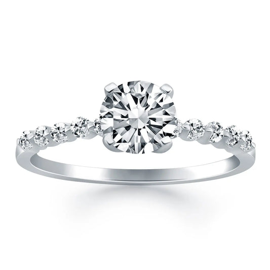 14k White Gold Diamond Engagement Ring with Shared Prong Diamond Accents RCJ Rings  CELESTIA LUXE JEWELLERS