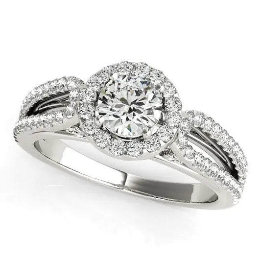 14k White Gold Diamond Engagement Ring with Teardrop Split Shank (7/8 cttw) RCJ Rings  CELESTIA LUXE JEWELLERS
