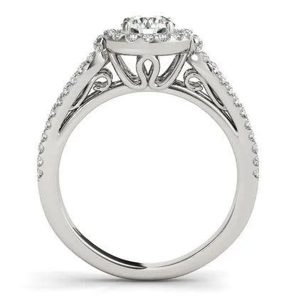 14k White Gold Diamond Engagement Ring with Teardrop Split Shank (7/8 cttw) RCJ Rings  CELESTIA LUXE JEWELLERS