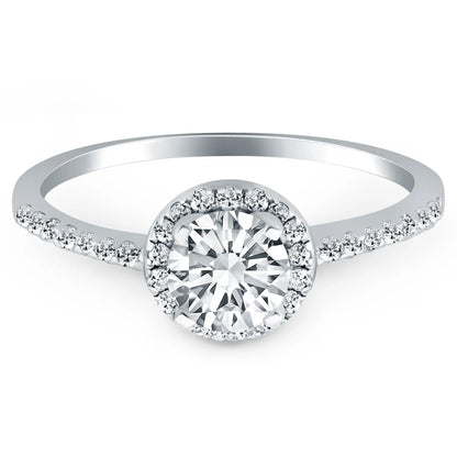 14k White Gold Diamond Halo Collar Engagement Ring RCJ Rings  CELESTIA LUXE JEWELLERS