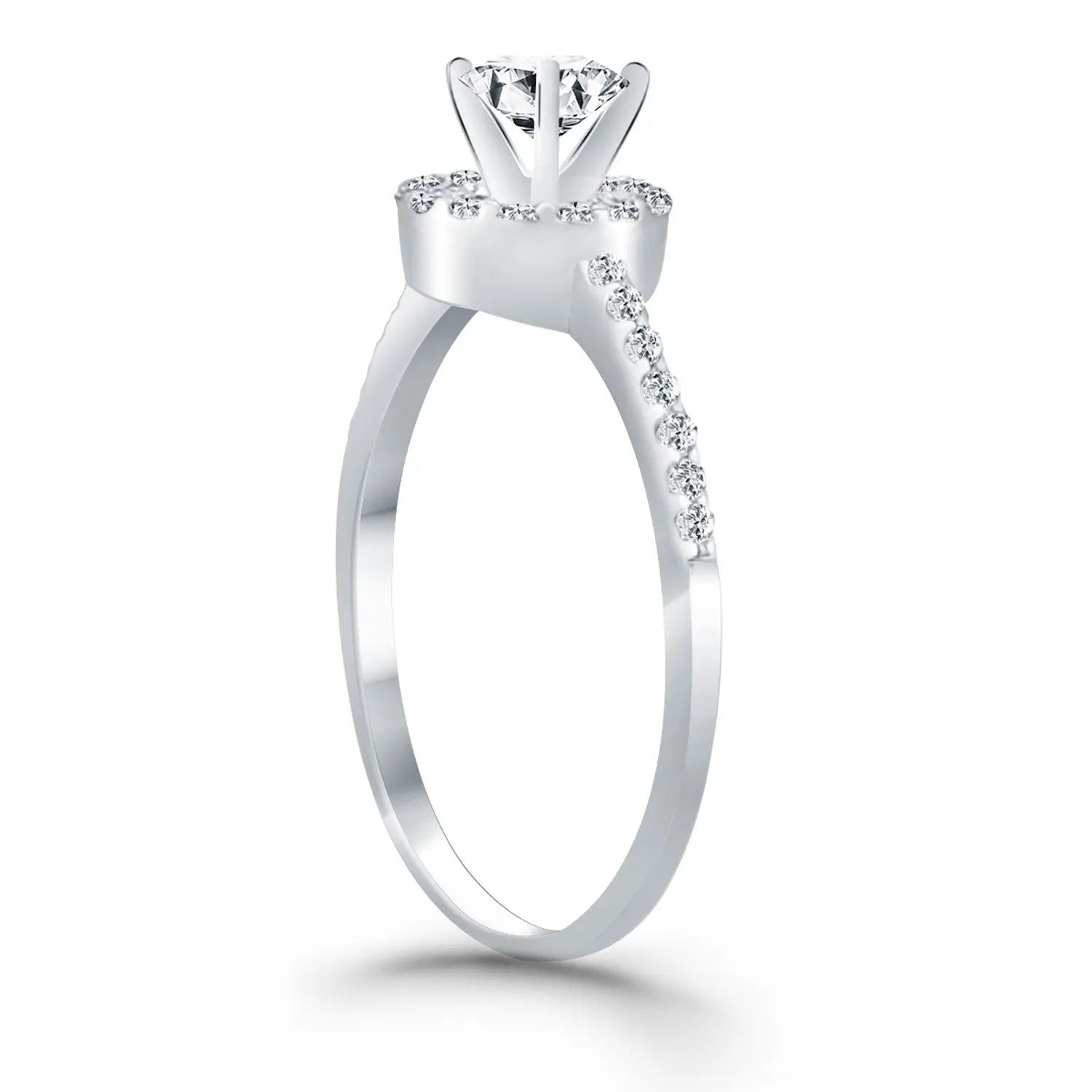 14k White Gold Diamond Halo Collar Engagement Ring RCJ Rings  CELESTIA LUXE JEWELLERS