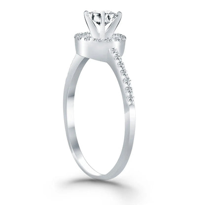 14k White Gold Diamond Halo Collar Engagement Ring RCJ Rings  CELESTIA LUXE JEWELLERS