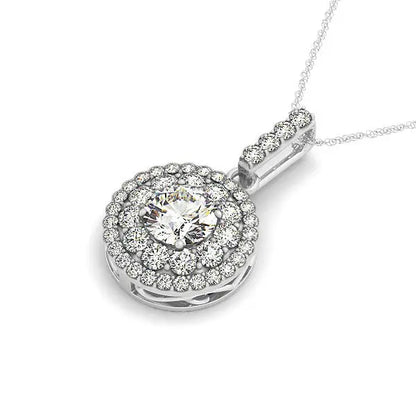 14k White Gold Diamond Halo Round Shape Pendant (1 1/4 cttw) RCJ Necklaces  CELESTIA LUXE JEWELLERS