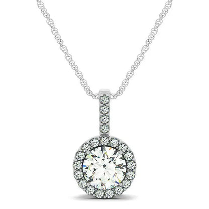 14k White Gold Diamond Halo Round Style Pendant (5/8 cttw) RCJ Necklaces  CELESTIA LUXE JEWELLERS