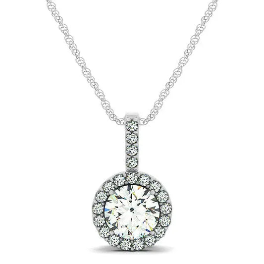 14k White Gold Diamond Halo Round Style Pendant (5/8 cttw) RCJ Necklaces  CELESTIA LUXE JEWELLERS