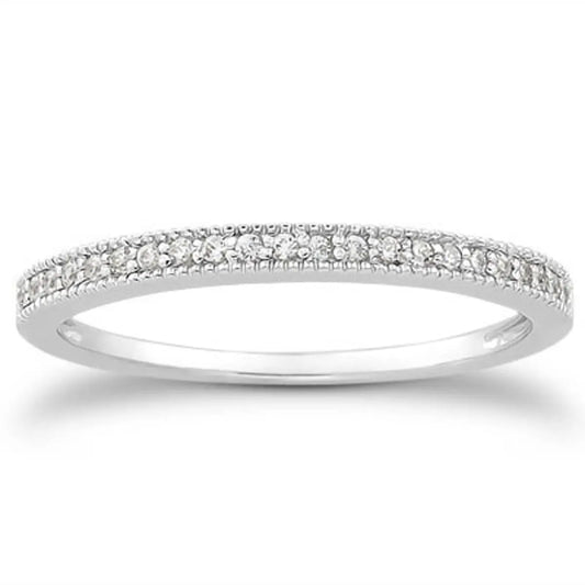 14k White Gold Diamond Micro Pave Diamond Milgrain Wedding Ring Band RCJ Rings  CELESTIA LUXE JEWELLERS
