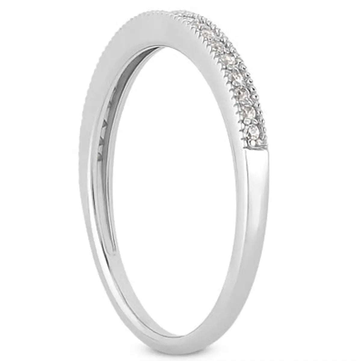 14k White Gold Diamond Micro Pave Diamond Milgrain Wedding Ring Band RCJ Rings  CELESTIA LUXE JEWELLERS