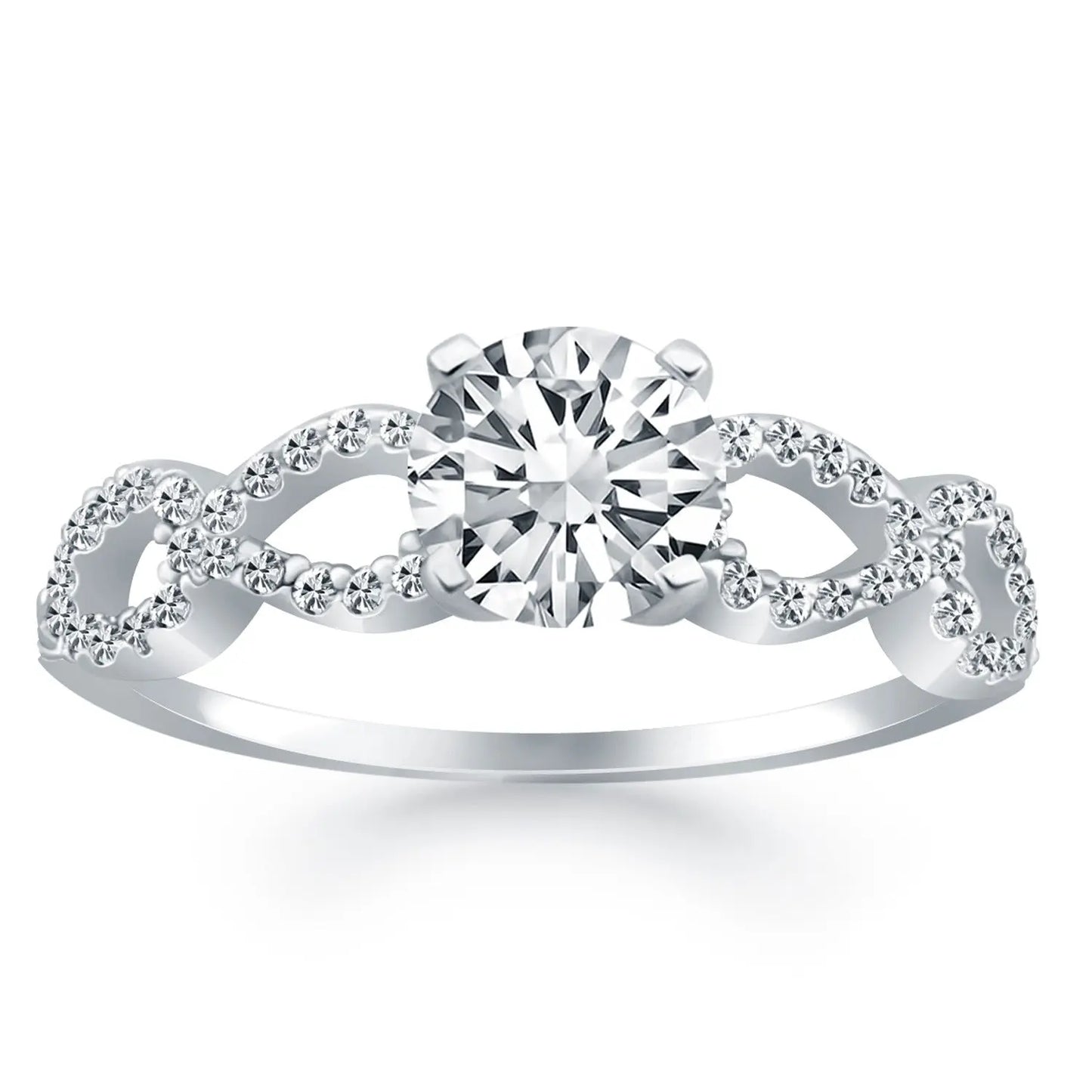 14k White Gold Double Infinity Diamond Engagement Ring RCJ Rings  CELESTIA LUXE JEWELLERS