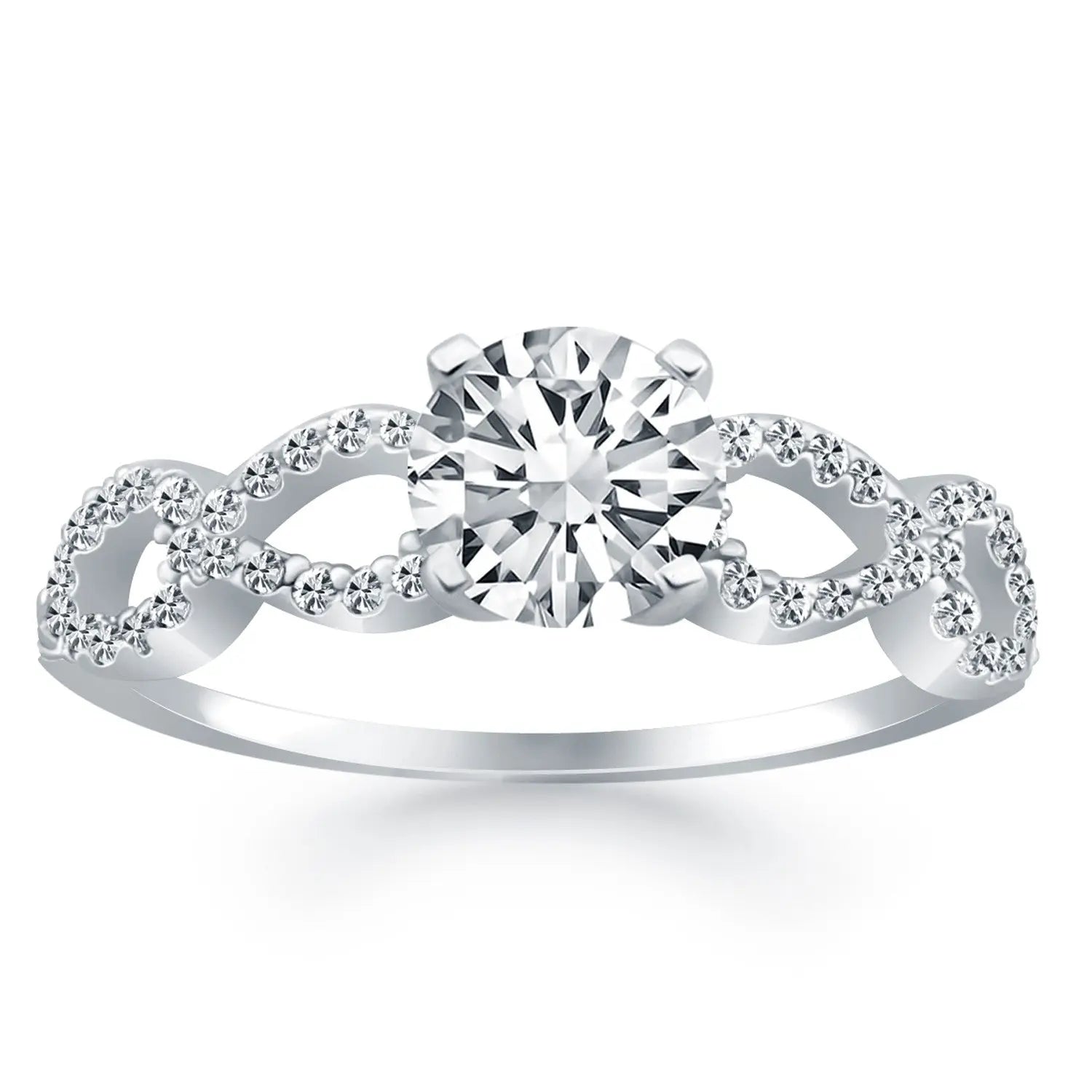 14k White Gold Double Infinity Diamond Engagement Ring RCJ Rings  CELESTIA LUXE JEWELLERS