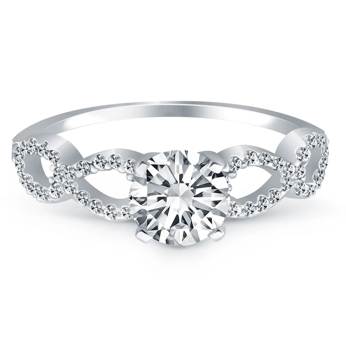 14k White Gold Double Infinity Diamond Engagement Ring RCJ Rings  CELESTIA LUXE JEWELLERS