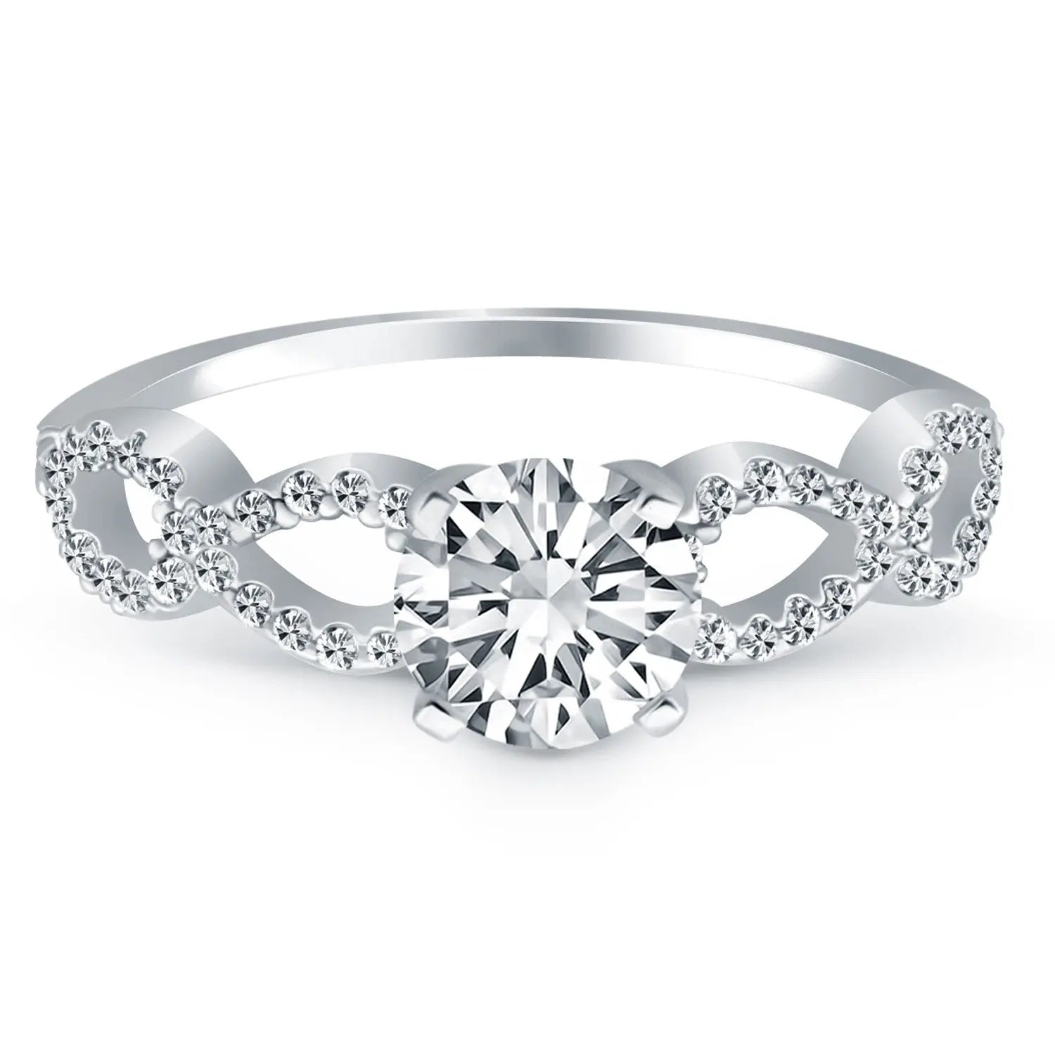 14k White Gold Double Infinity Diamond Engagement Ring RCJ Rings  CELESTIA LUXE JEWELLERS